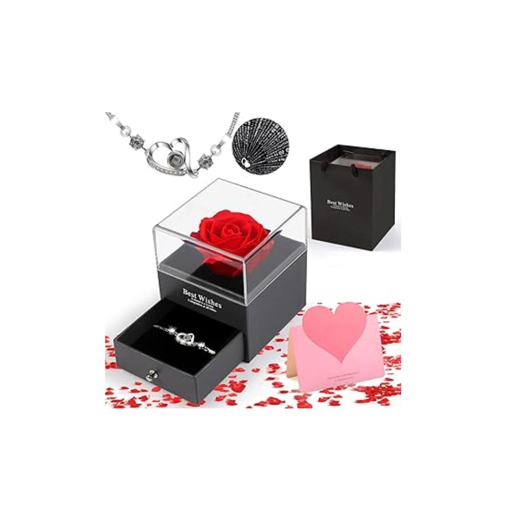 Joyero del amor con rosa eterna